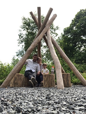 The Neu Dad and his family at the Children's Garden at Kew Gardens 